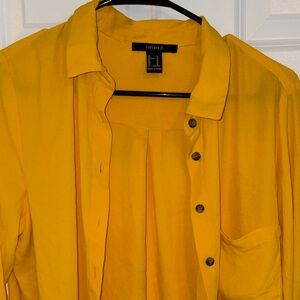 Forever 21 Mustard Yellow Button-Front Blouse